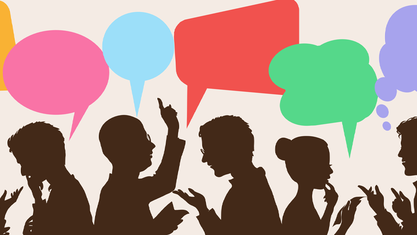 silhouette of multicolored people talking image number null