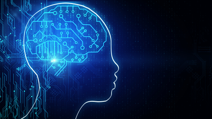 AI illustration inside brain outline  image number null