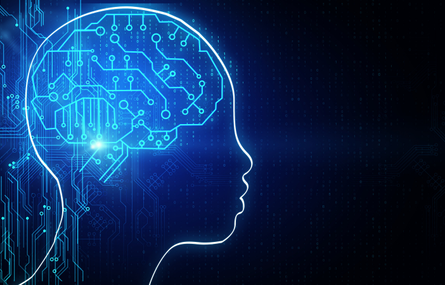 AI illustration inside brain outline 
