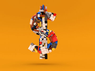 Dollar sign built out of LEGOs. image number null