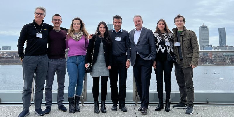 Beira family in front of Charles River with John Davis