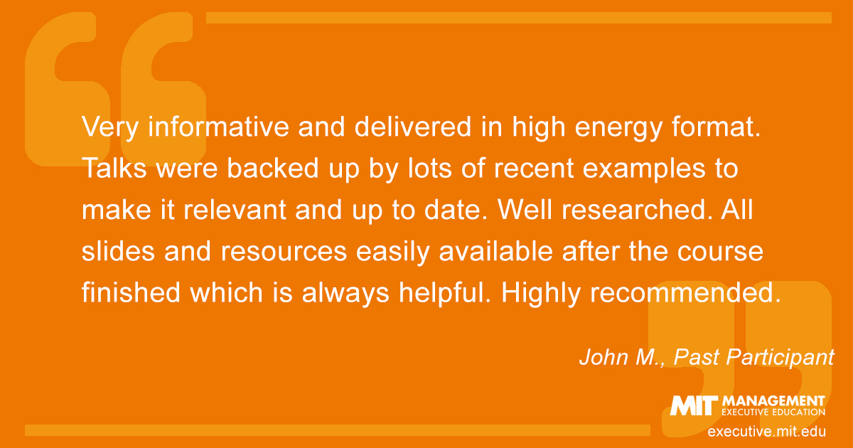 Testimonial from past course participant John M.