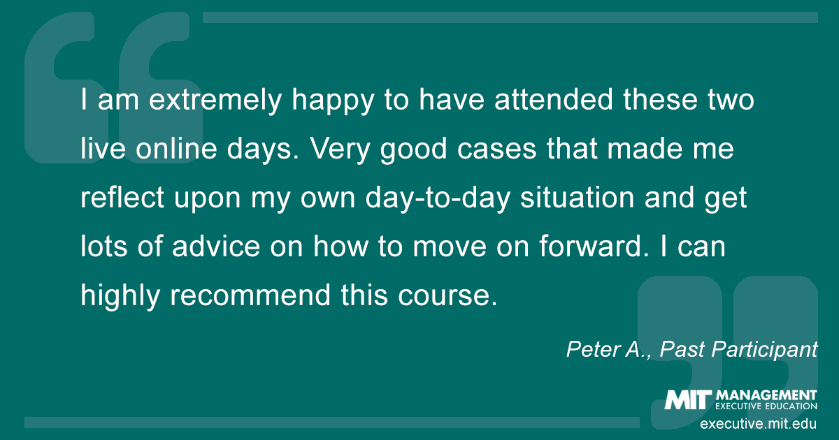 Testimonial from past course participant Peter A.