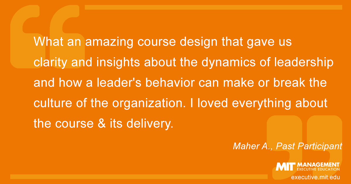 What an amazing course design that gave us clarity and insights about the dynamics of leadership and how a leader's behavior can make or break the culture of the organization. I loved everything about the course & its delivery. Doug, Michael - Thank you so much for your knowledge and insights and for helping me to make a positive impact, personally and professionally.