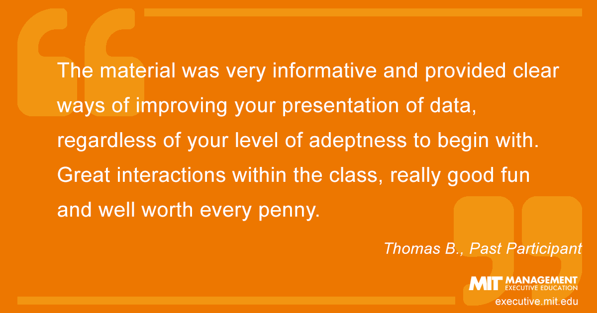 The material was very informative and provided clear ways of improving your presentation of data, regardless of your level of adeptness to begin with. Everyone has room to improve and over the course of 2 days you could see that progress in each and every student. Great interactions within the class, really good fun and well worth every penny.