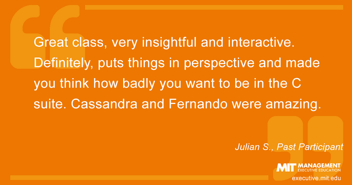Testimonial from past course participant Julian S.